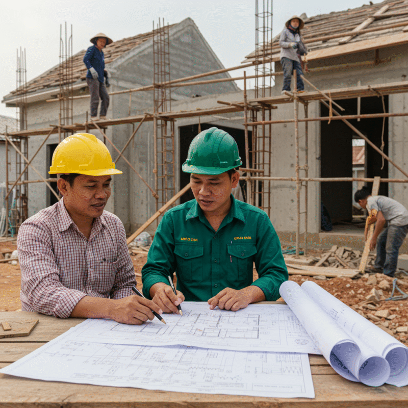 Xây nhà trọn gói và tự thuê đội thợ