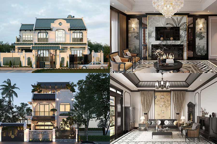 Các phong cách thiết kế nội thất biệt thự phổ biến năm 2026 hiện đại tân cổ điển Indochine